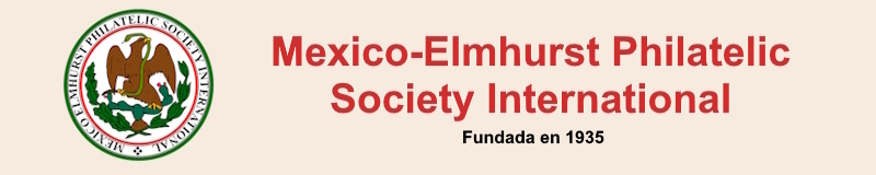 Logotipo de MEPSI con las palabras Mexico-Elmhurst Philatelic Society International